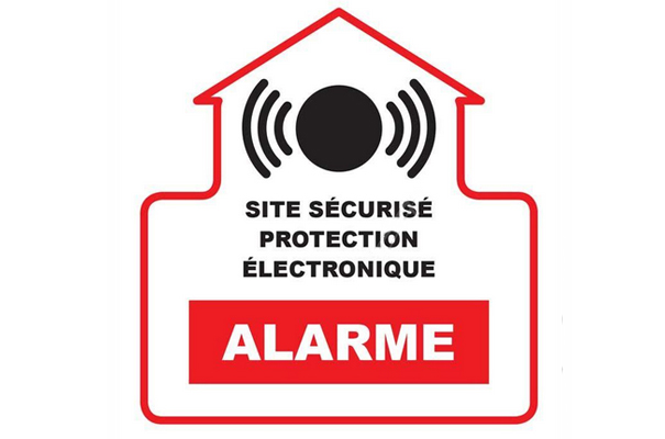 AUTOCOLLANT ALARME 10X10CM
